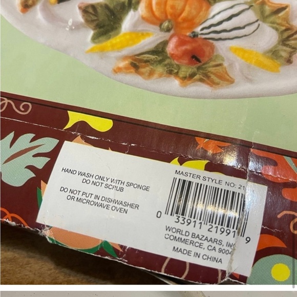 World Bazaar Set Vintage Late 20th Thanksgiving Turkey Platter & Serving Tray - Picture 11 of 11